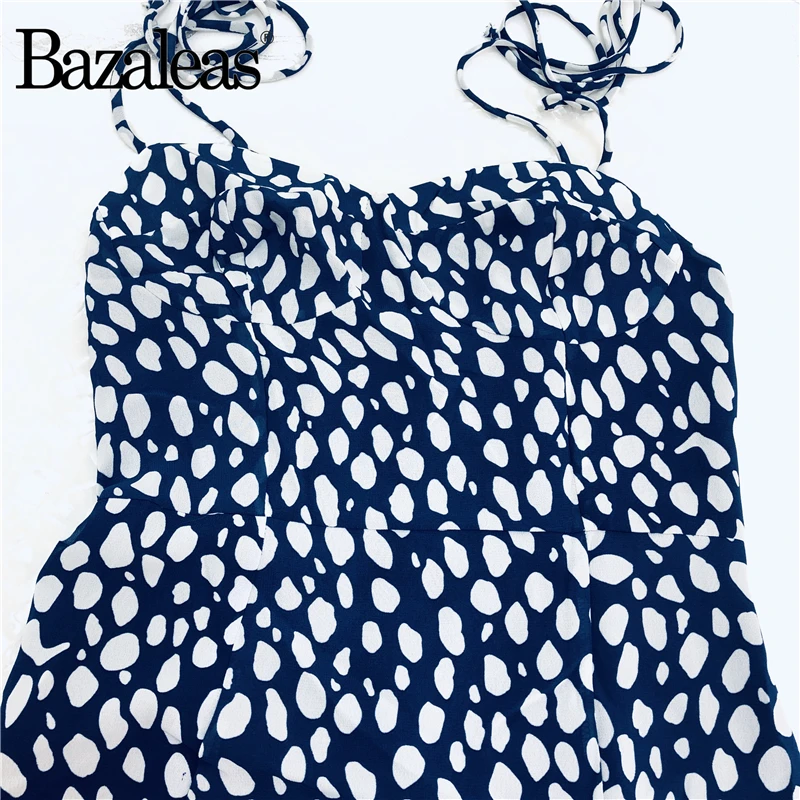 Bazaleas элегантные отрегулировать на тонких бретелях vestido синий Леопардовый принт
