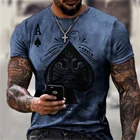 Футболка с круглым вырезом и коротким рукавом для мужчин и женщин, Повседневная модная рубашка с 3D-принтом синей лопатки, в стиле хип-хоп, 130-6XL, лето 2021