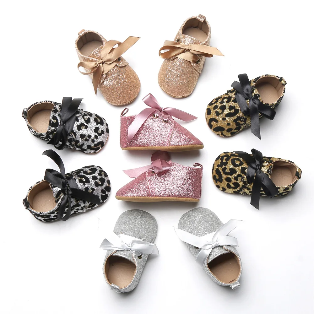 Ботинки для новорожденных детей с леопардовым принтом - Фото №1