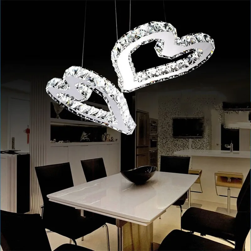 Modern K9 Crystal Led Chandelier Lights Heart-shaped Home Lighting Chrome Lustre Chandeliers Ceiling Pendant Fixtures | Освещение