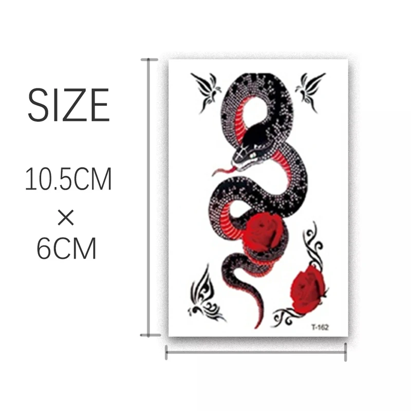 Small Size Red Snake Waterproof Temporary Tattoo Stickers For Women Men Body Art Waist Chest Arms Legs Decals Fake Tattoo