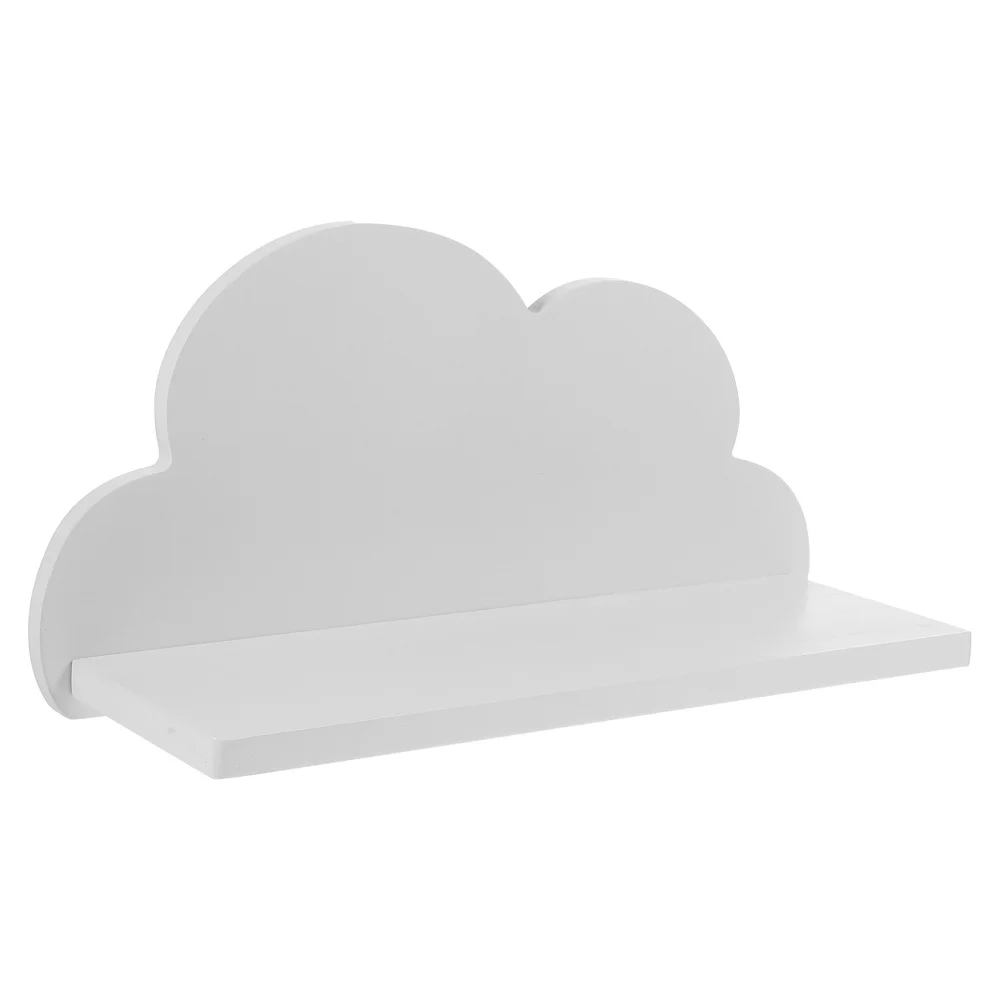

1pc Cloud Shape Floating Shelf Wall Mounted Wood Wall Shelf for Home (White)