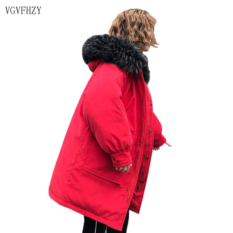 

Парка женская зимняя с меховым воротником и капюшоном, теплая, 2019