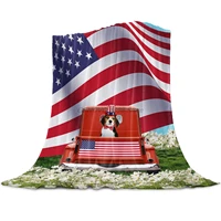 fleece throw blanket full size truck with dog american flag at daisy grassland lightweight flannel blankets for couch bed livin