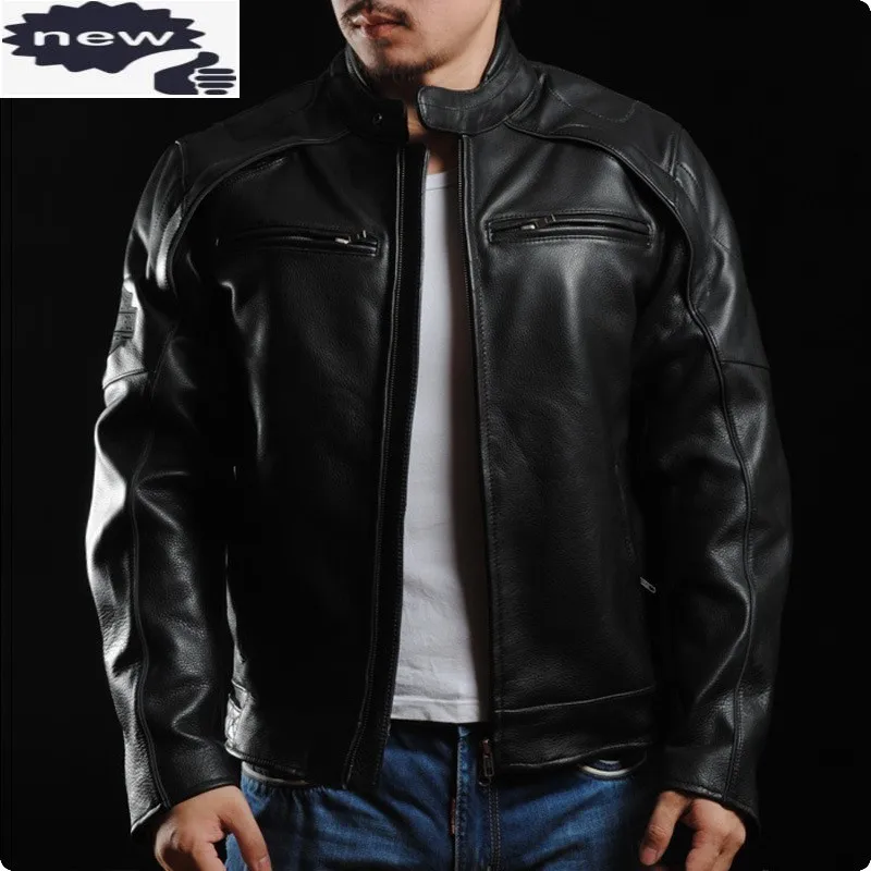 

European Classic Mens Motorcycle Genuine Leather Jacket Biker Coats For Male Jaqueta Couro Masculina Motoqueiro Bomber