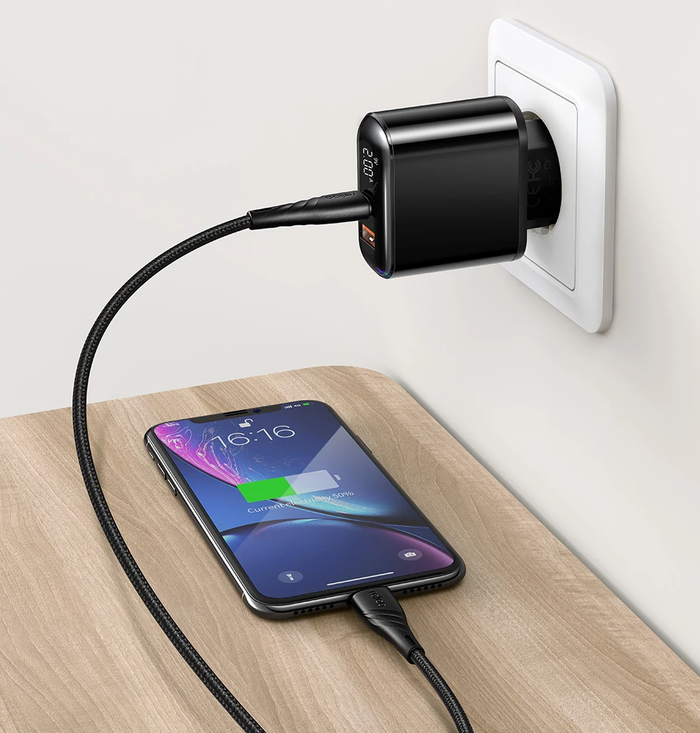 ROCK цифровой дисплей Quick Charge 4,0 3,0 USB зарядное устройство QC3.0 зарядное устройство для iPhone 11 Pro samsung Xiaomi type C PD настенное быстрое зарядное устройство