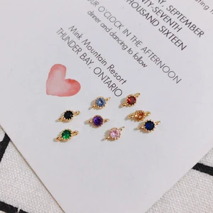 18k медное покрытие из настоящего золота двойной подвесной Циркон Простой дикий diy серьги браслет ожерелье Материа аксессуары