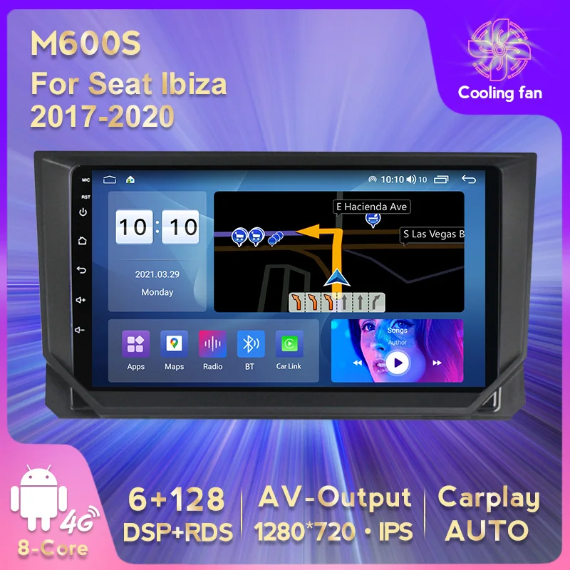 

Автомагнитола 2DIN на Android 11, 6 + 128 ГГц, без DVD, мультимедийный проигрыватель для Seat Ibiza 2017-2020, HD 1280*720, IPS, 5 ГГц, Wi-Fi, камера видеонаблюдения, GPS, RDS, DSP