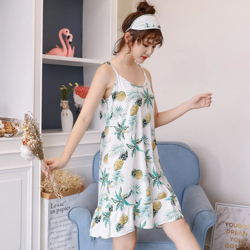 Летние Для женщин Printdress плеча юбки с подтяжками небольшой свежее молоко шелковые