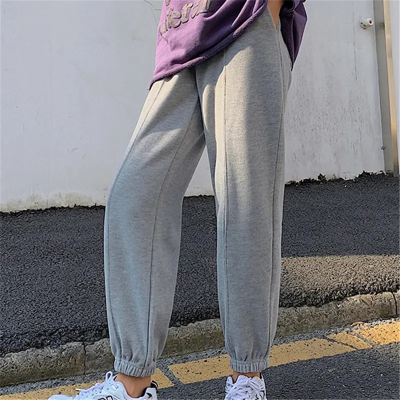 

HziriP Hot New Sports High Waist Solid Harem Trousers Casual 2021 Loose Fashion Slim Basic All Match Gentle OL Streetwear Pants