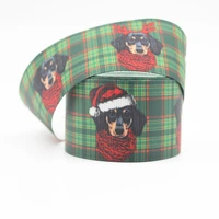 16 75 mm christmas red scarf dog printed grosgrain ribbon diy handmade materials hair accessories wedding gift wrap tape