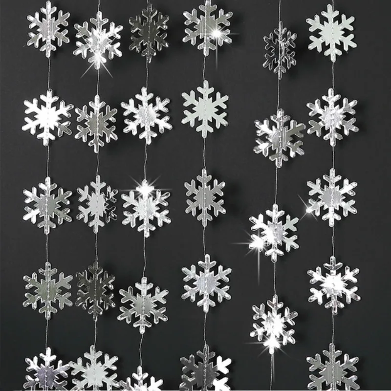 

4m Paper Artificial Snowflakes Garland Frozen Party Supplies Christmas Decorations for Home Navidad Tree Hanging Ornaments Snow