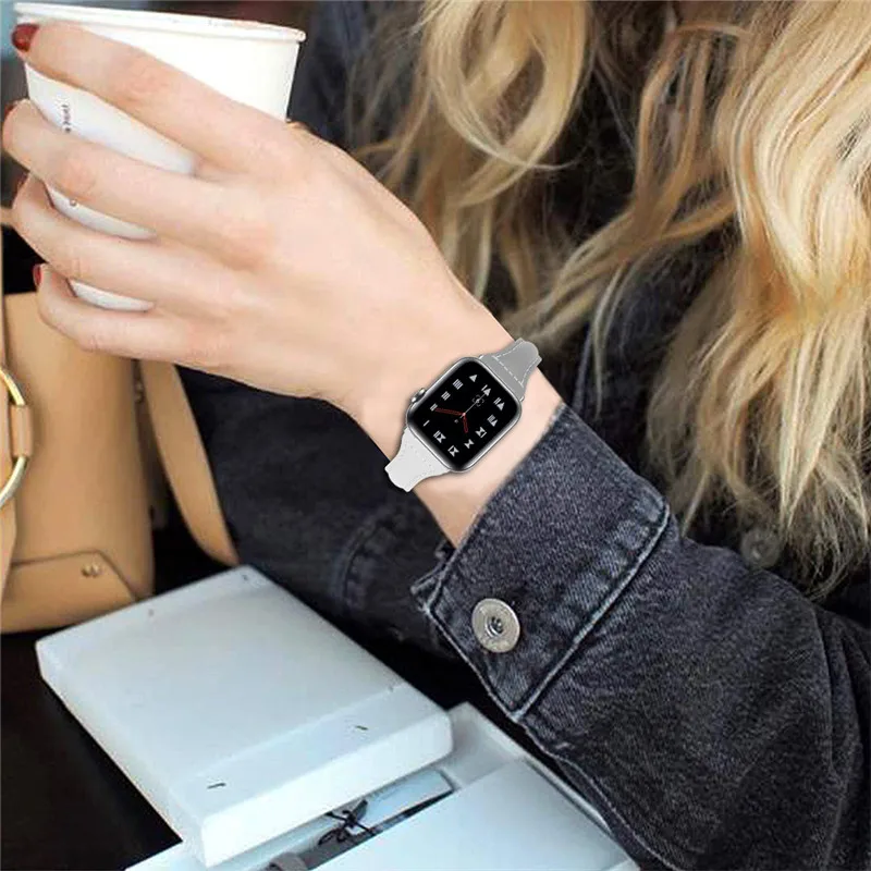 Натуральная кожа сменный ремешок для apple watch группа 4 контрастного цвета браслет Смарт-аксессуары для наручных часов iwatch 3/2/1 44 40 38-42 м