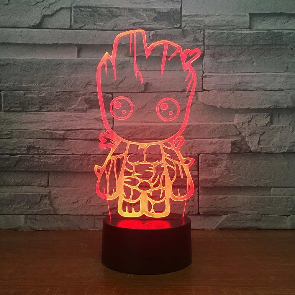 Мультфильм 7 цветов лампа 3d визуальные Светодиодные ночные светильники для детей