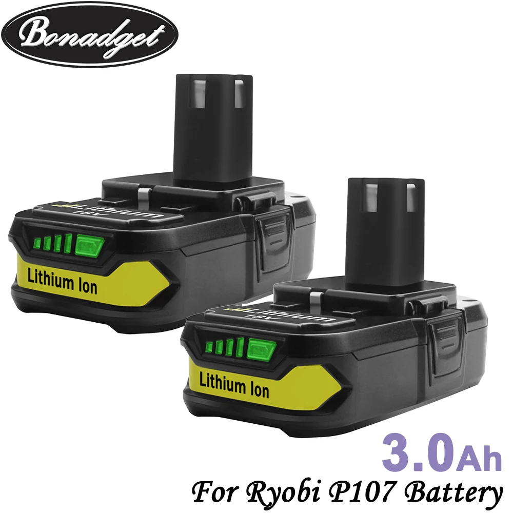 Сменный аккумулятор Bonadget для Ryobi P104 P105 P102 P103 P107 18 в 3000 мАч|Перезаряжаемые батареи| |