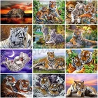 Алмазная 5D картина тигр сделай сам, полноформатная круглая вышивка крестиком с изображением животных, мозаика, ручная работа, подарок