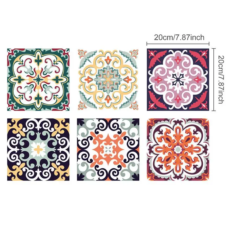 

4PCS/Pack Moroccan Style Tiles Sticker PET Waterproof Self Adhesive Wallpaper Furniture Bathroom DIY Arab Tile Sticker 20*20cm