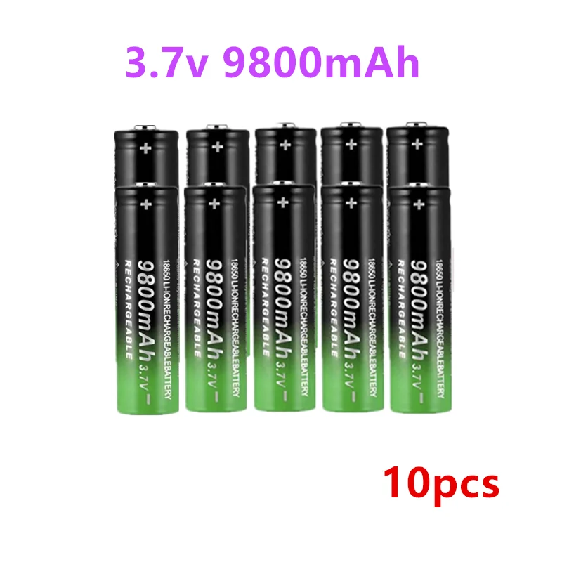 10 шт 18650 батарея высокого качества 9800mAh 3 7 V литий ионная аккумуляторная для