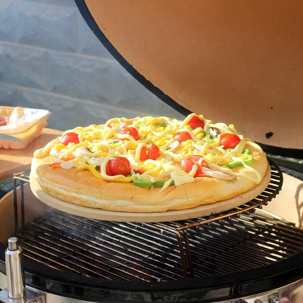 

33CM Round Pizza Baking Tray Non-stick Heat-resistant Pizza Stone Pan for Home Restaurant Barbecue grilled chicken grilled steak