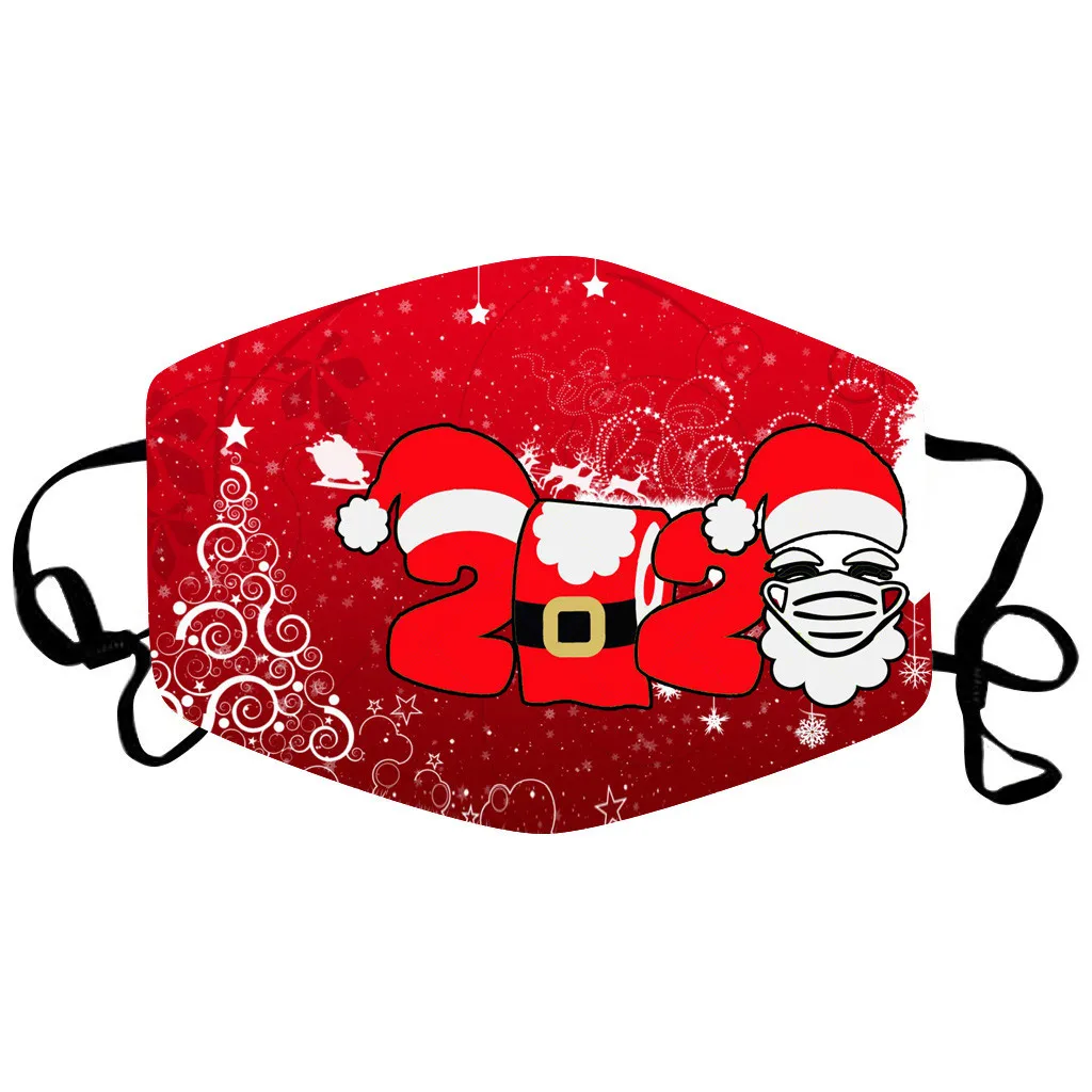 

2020 Fashion Christmas Print Face mask Outdoor Party Anti Pollution Breathable Washable Adornos navideos Adult Cotton Maske