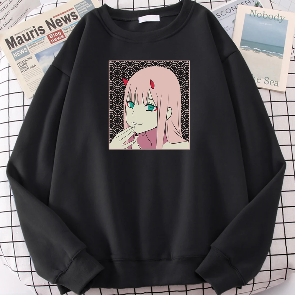 

Женский свитер с рисунком аниме Darling In The Franxx Zero Two, женские повседневные пуловеры с круглым вырезом, флисовые теплые женские свитера Moletom