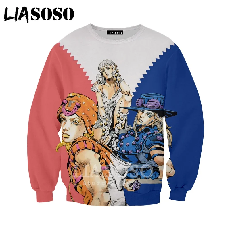 LIASOSO новинка для мужчин и женщин Джорно Джованна толстовки 3D принт аниме JoJo