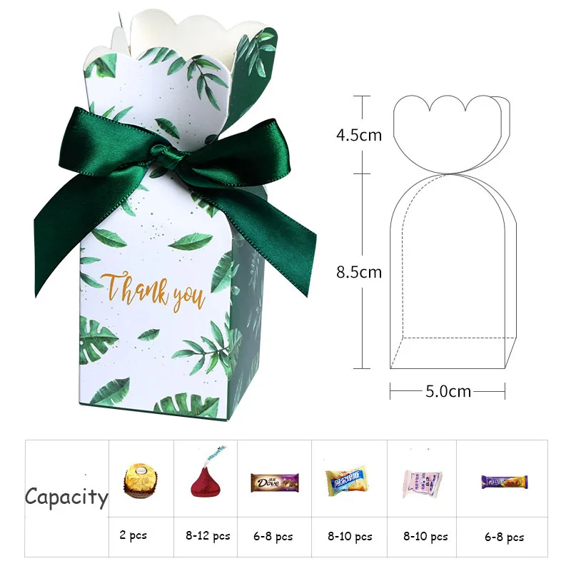 Cajas de papel verde para dulces para celebraciones, bolsa de regalo de suministros de fiesta y decoraci&oacute;n para cumplea&ntilde;os, navidad, boda y nacimiento del beb&eacute;-3