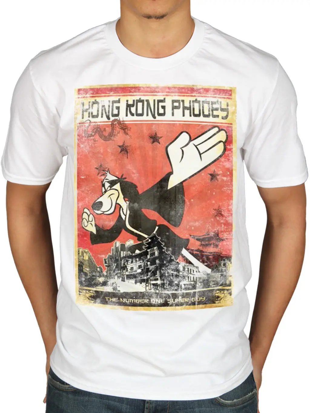 Официальный Hong Kong Phooey Ретро футболка мультфильм собака кунг-фу сериал аниме 2019