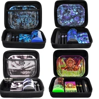 metal rolling tray tobacco kit plastic airtight herb container zinc alloy smoking grinder with tobacco bag rolling machine set