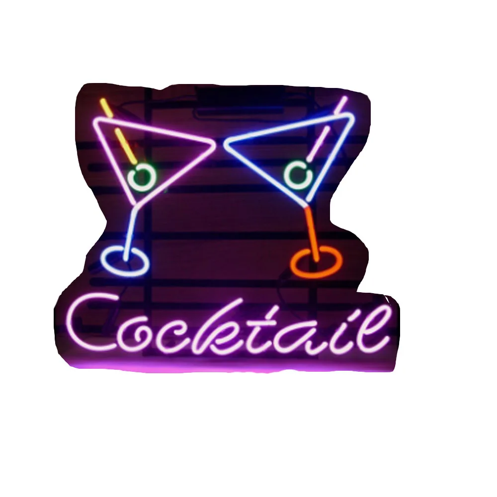 Cocktail Martini Glasses Neon Sign Handmade Real Glass Tube Bar KTV Store Shop Home Drinks Advertise Display Light Lamp 17&quotX14&quot |