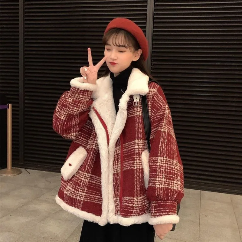 

Woolens Coat Womens Clothing New Autumn Winter Korean Fashion Loose All-Match Casual Thicken Woolen Cloth Jacket Female A321