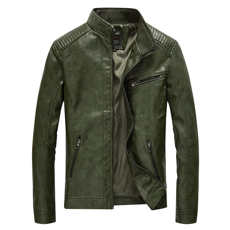 Pop Sping Arrival PU Leather Jacket Men Autumn Stand Collar Zipper Vogue Coat Casual Dress DCT-244 | Мужская одежда