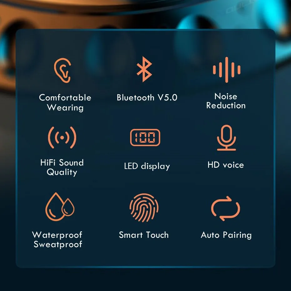 

TWS Bluetooth 5.0 Earphones 2200mAh Charging Box Wireless Headphone 9D Stereo Sports Waterproof Earbuds Headsets With Microphone