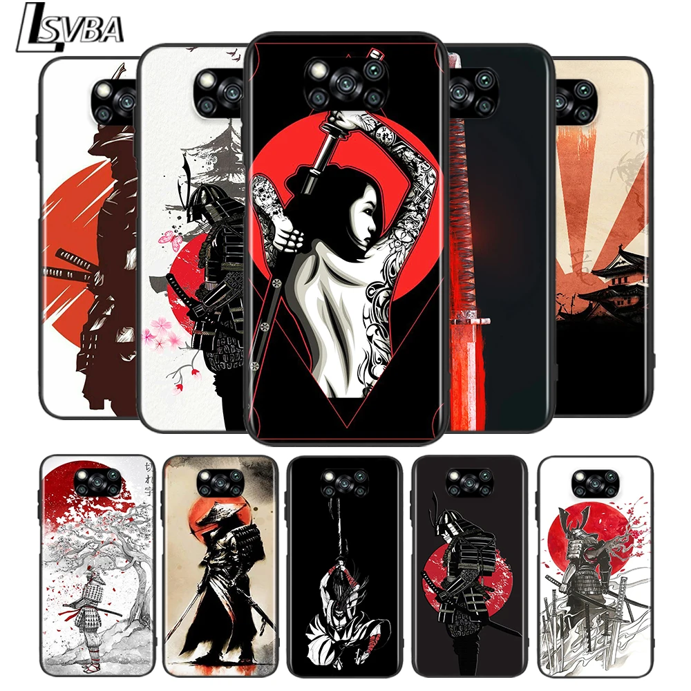 

Japanese Samurai for Xiaomi Poco X3 NFC X2 M3 M2 F2 Pro C3 F1 A2 Lite A1 Mix3 Play Silicone Soft Black Phone Case