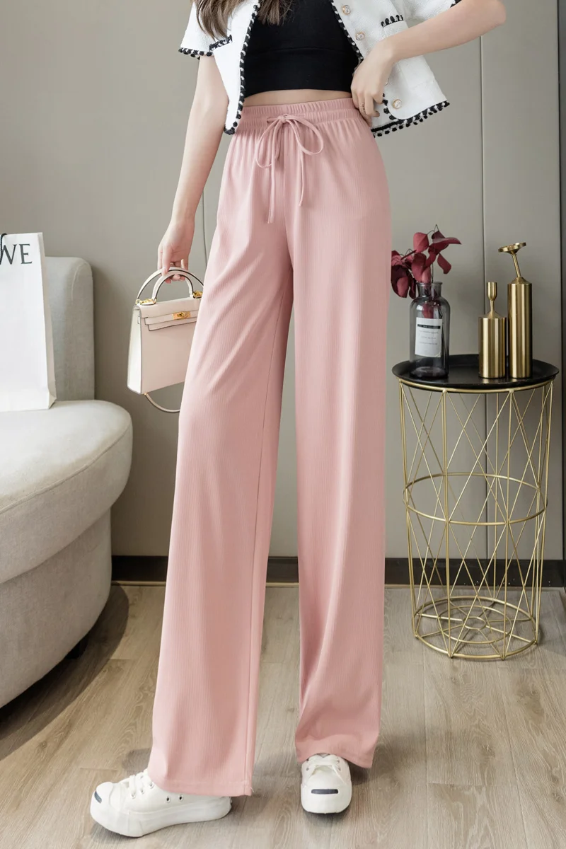 

Spring/summer 2021 new high-waisted wide-legged trousers feel loose-fitting thin and straight casual pants tide