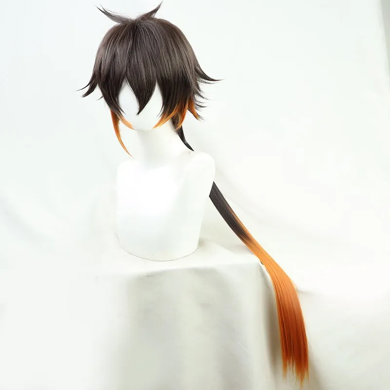 

Genshin Impact Zhongli Cosplay 90cm Long Christmas Brown Orange Wig Halloween Costume Anime Cosplay Heat Resistant Synthetic Wig
