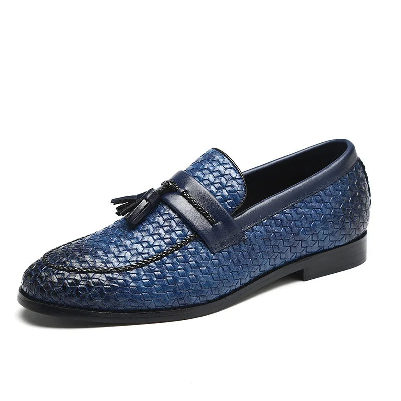 

2019 Luxury Men Leather Loafers Retro Tassel Lozenge Pattern Shoes Brand Comfort Casual Male's Flat Footwear Large Size 37-48