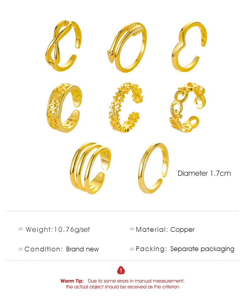 

ZYZQ Summer Fashion Sexy Carved 8-Piece Foot Ring Simple Opening Adjustable Foot Ring Set