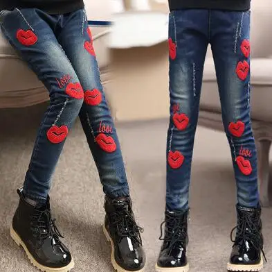 9001 jeans Коллекция года, Осенняя детская одежда джинсы для девочек повседневные тонкие джинсы для маленьких девочек, джинсы для крупных детей длинные штаны - Цвет: 9001 jeans