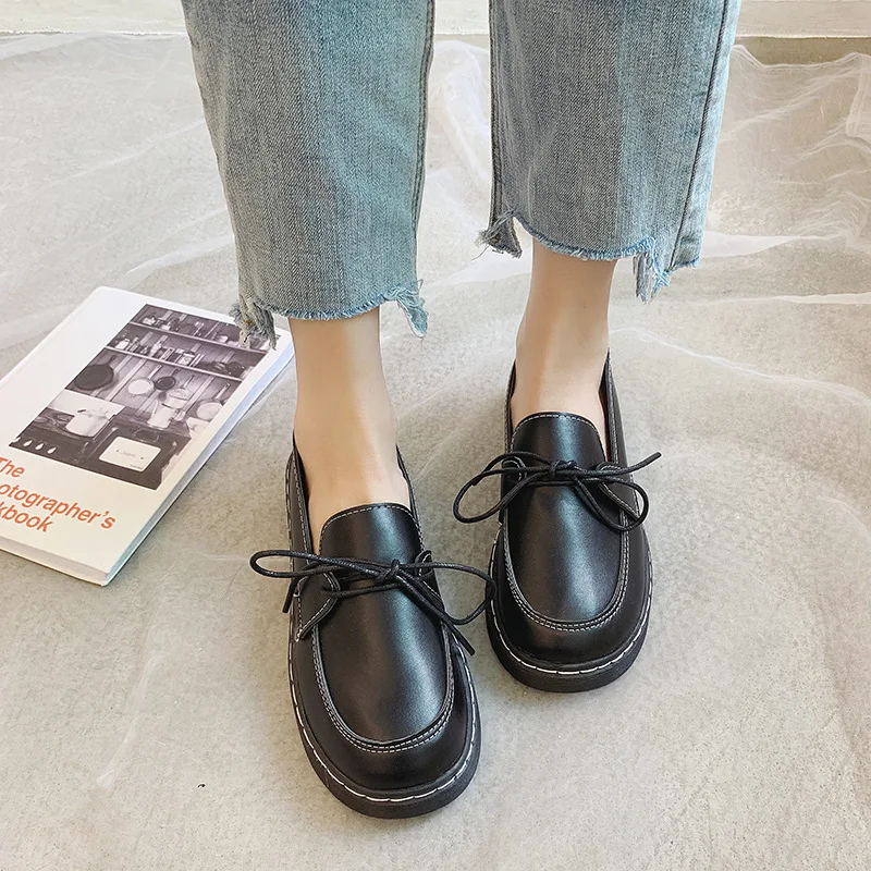 Туфли женские кожаные с перекрестной шнуровкой лоферы повседневная обувь для