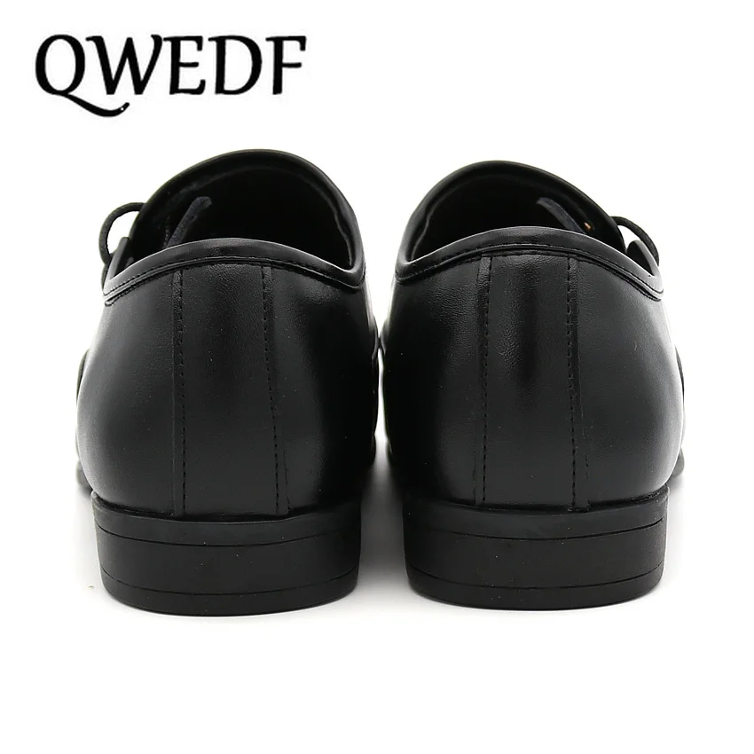 QWEDF/Большие размеры 6,5-12, новые модные мужские свадебные модельные туфли черные туфли мужская обувь на плоской подошве с круглым носком в британском стиле на шнуровке ZY-206