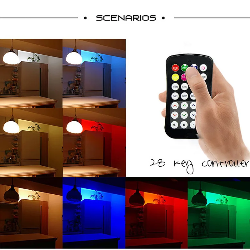 Светодиодный Управление 28Key RF RGB контроллер 12-24V Подсветка светильник