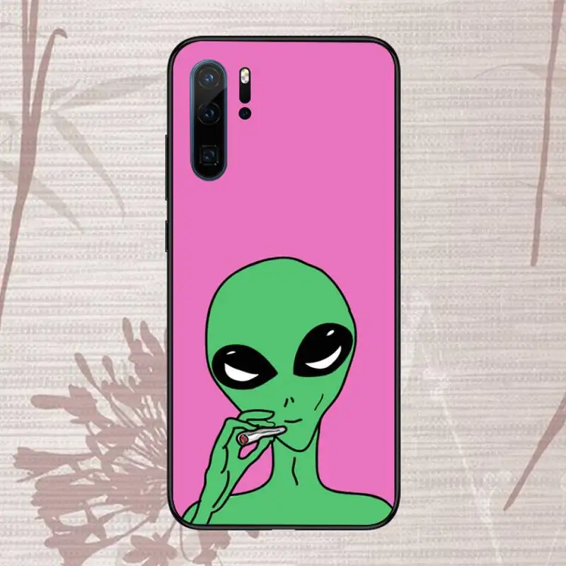 

Alien Smoking Weed Phone Case For Huawei P20 P30 P40 lite Pro P Smart 2019 Mate 10 20 Lite Pro Nova 5t
