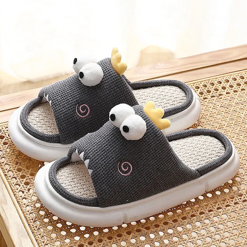 Mo Доу Всесезонные тапочки Милая домашняя обувь Женские и мужские спальня