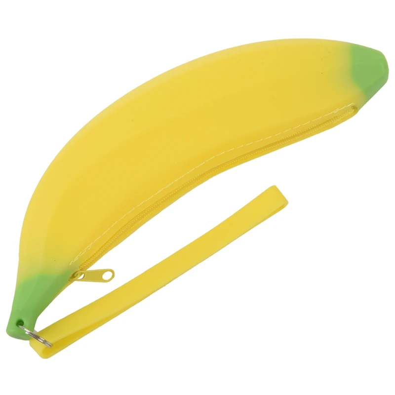Novelty Silicone Portable Banana Pencil Case Bag Coin Purse School Supplies Stationery Yellow | Wallets