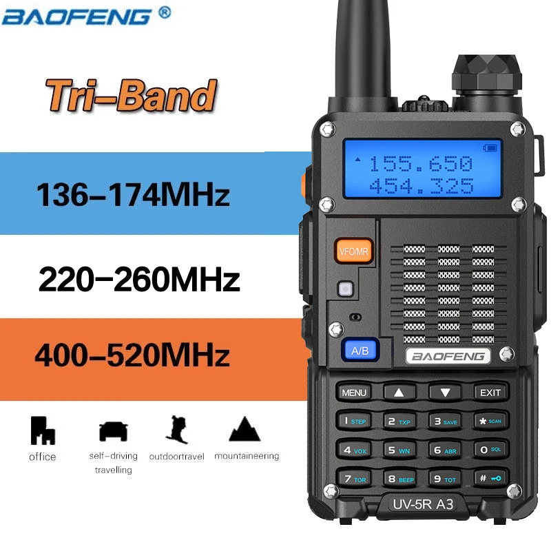 

Портативная рация BAOFENG UV-5R A3, трехдиапазонная, 220-260 МГц, 5 Вт, CB Ham Radio hf Transceiver UV- 5RX3 UV-5R III, двухсторонняя рация