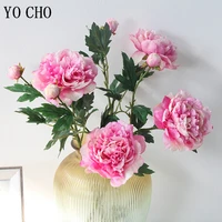 yo cho diy bouquet silk peony artificial flower 2 heads fake peony big flowers home party wedding table decor wedding supplies
