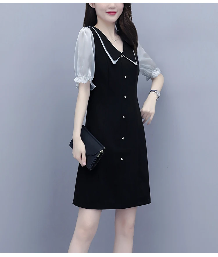 Платье женское шифоновое на пуговицах элегантный Однотонный сарафан с отложным