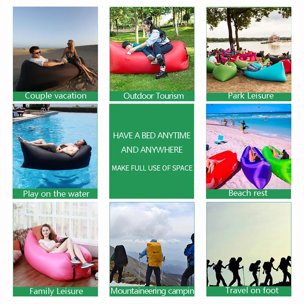 

Camping Inflatable Sofa Portable Lazy Sleeping Bag Outdoor Beach Banana Sleeping Bags 3 Season Ultra Light Fast Inflatable Sofa