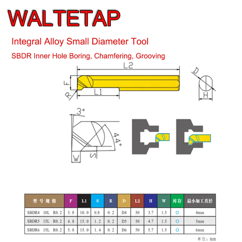 

CNC Tungsten Steel Alloy Small Aperture Boring Cutter Internal Hole Boring Cutter SBDR 4 5 6 For Chamfering And Grooving
